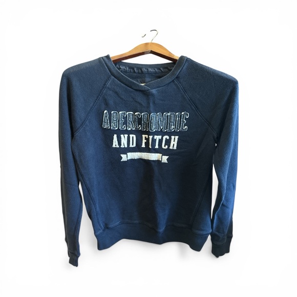 Abercrombie & Fitch Sweaters - Abercrombie & Fitch Navy Blue Crewneck Pullover with Logo Women’s Size XS Sporty